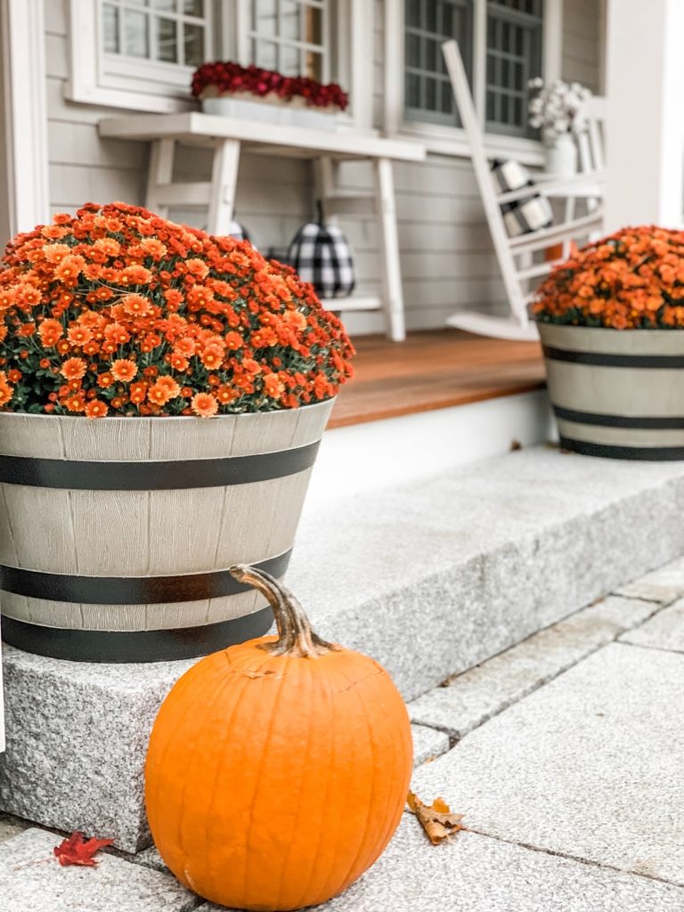 Pumpkins, Mums, and a view of the porch