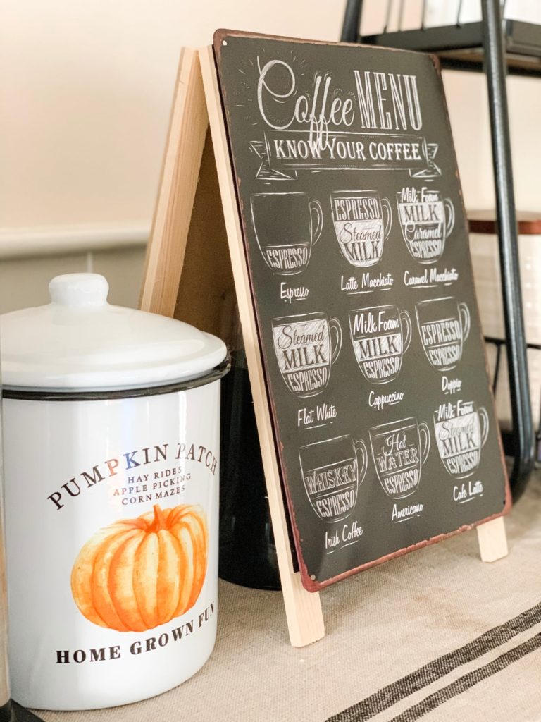 Coffee Menu sign and Canister