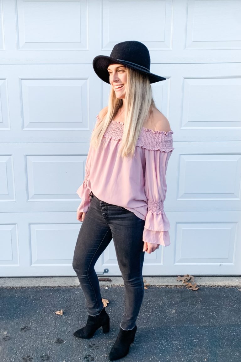 Valentine's Day Outfit, Girl in pink chiffon blouse