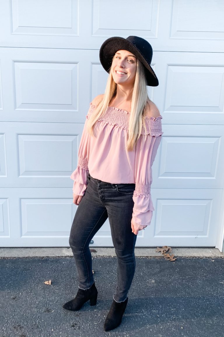 Valentine's Day Outfit, Girl in pink chiffon blouse