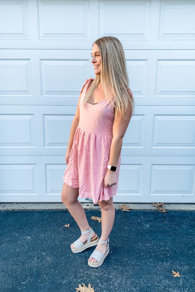 Valentine's Day Outfit, Girl in pink dress and sandals