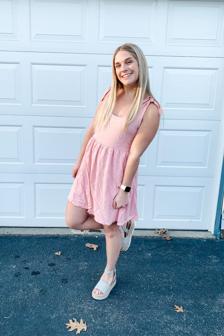 Valentine's Day Outfit, Girl in pink dress and sandals
