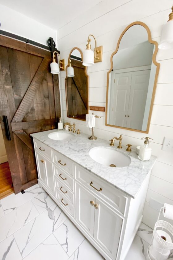 Modern Farmhouse Bathroom remodel: Before and After - Steph Read Blog