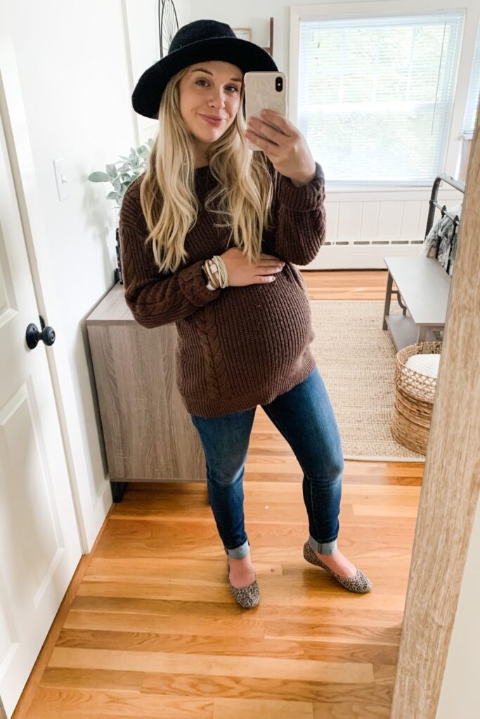 Brown oversized cable knit sweater from Amazon