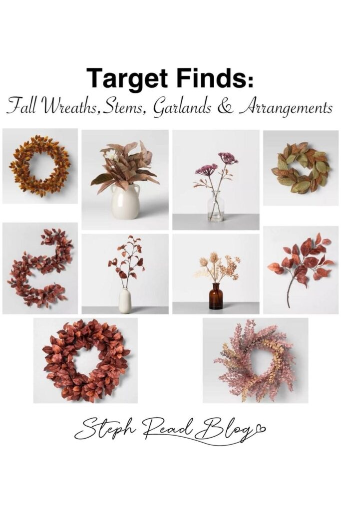 Fall wreaths, stems, garlands, and arrangements from Target