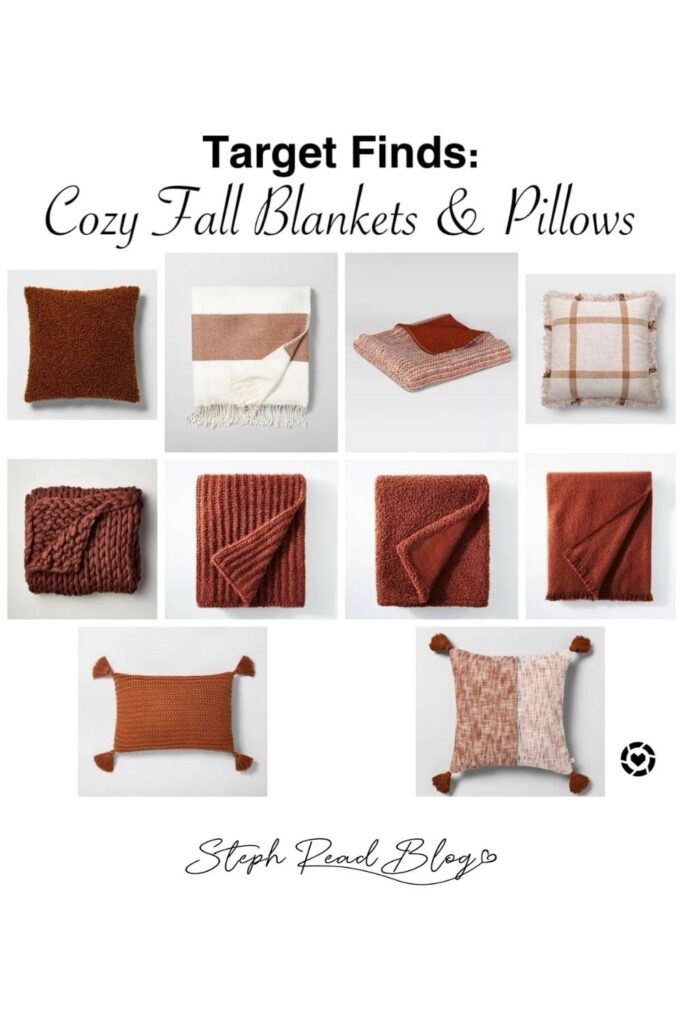 Cozy Fall Blankets and pillows from Target