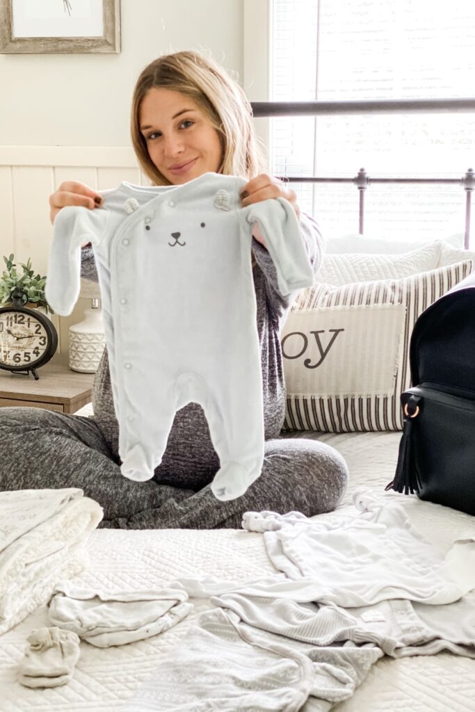 mom to be packing hospital bag for baby's arrival
